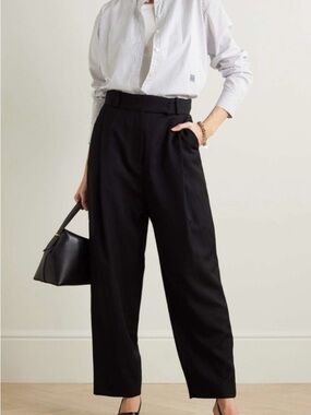 Toteme Black High-Waist Wide-Leg Trousers
